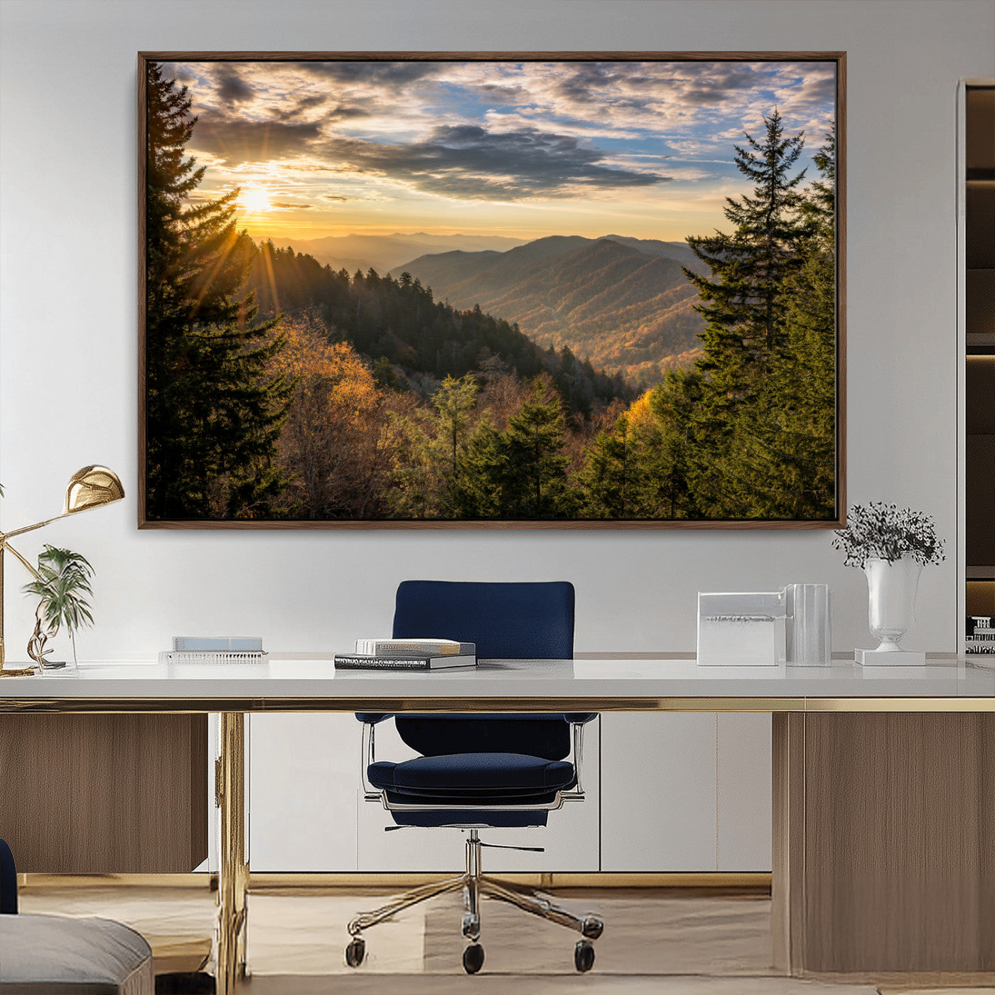 MGV-FC-36X24 - Sunrise Over the Smoky Mountains Canvas Wall Art – Breathtaking Scenic Landscape Photography in a