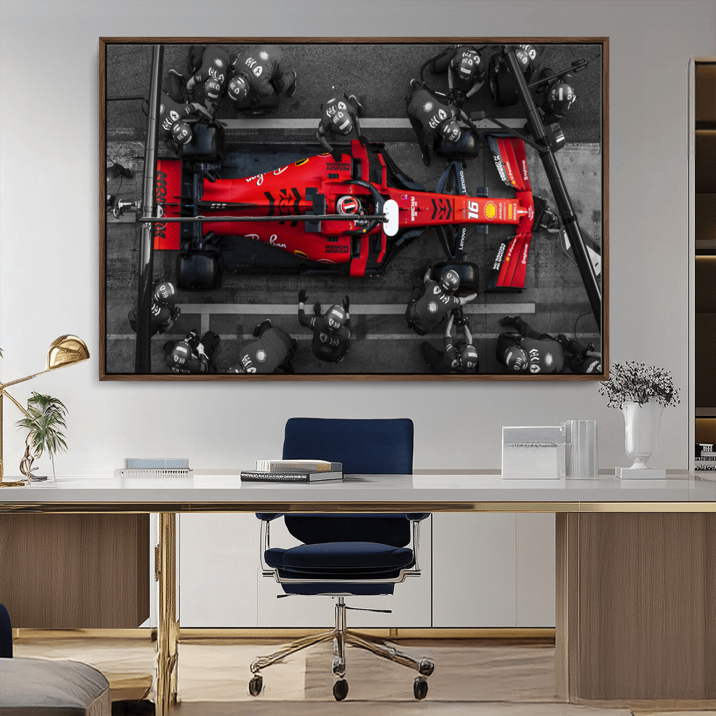 MGV-FC-36X24 - Ferrari Pit Stop Canvas Wall Art – Precision and Speed Captured in Bold Motorsport Imagery – Ready