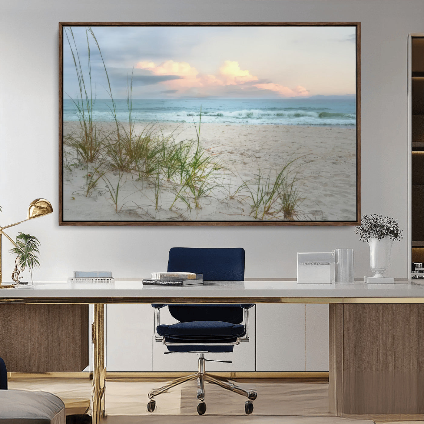 MGV-FC-36X24 - Flight Over Coastal Beach Landscape, Flight Over Coastal Beach Print Canvas Wall Art