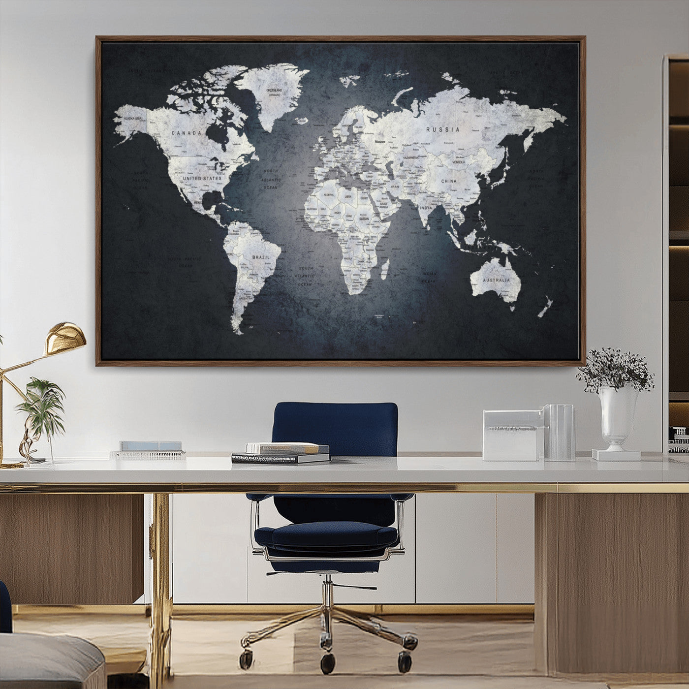 MGV-FC-36X24 - World Map Wall Art Canvas Print for Home and Office Decor