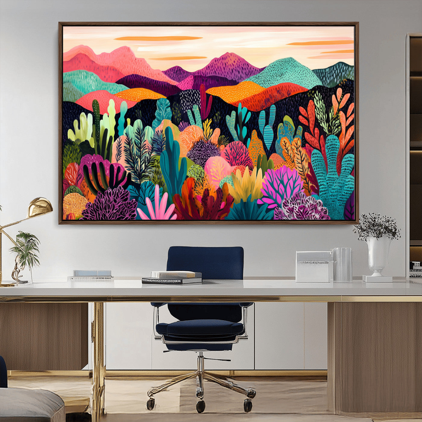 MGV-FC-36X24 - Abstract Kusama Print - Landscape Canvas Wall Art Print - Vibrant Modern Decor for Living Room,