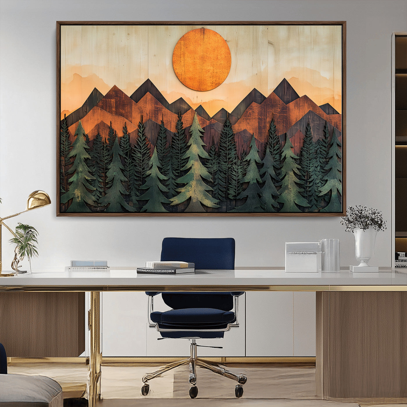 MGV-FC-36X24 - Sunset Mountain Landscape Canvas Wall Art Print - Nature Decor for Living Room, Office
