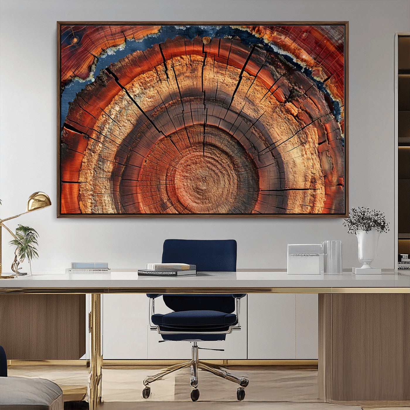 MGV-FC-36X24 - Abstract Tree Ring Art, Colorful Tree Ring Wall Decor, Minimalist Home Canvas Art, Modern Farmhouse