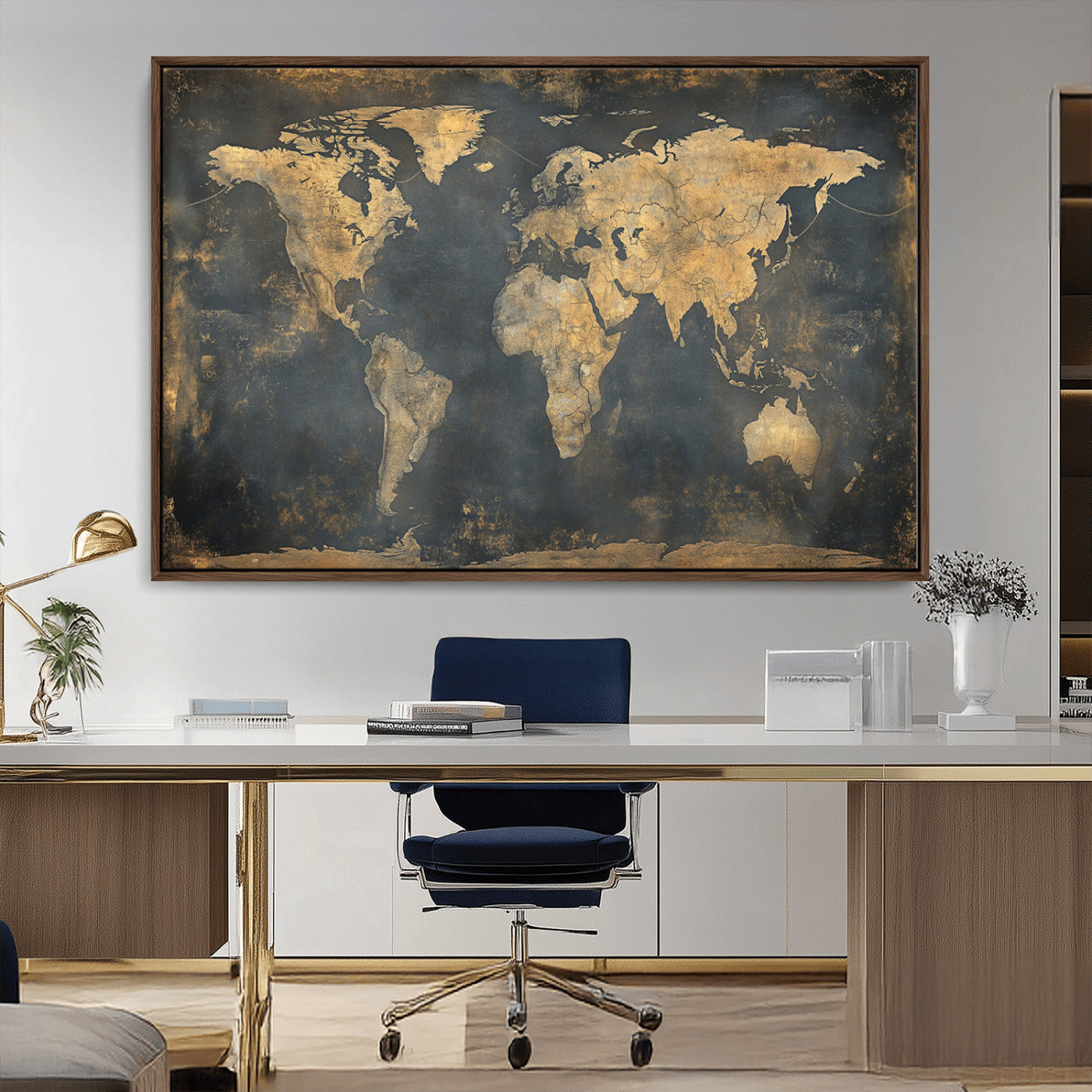 MGV-FC-36X24 - Push Pin World Map Canvas Print – Framed Wall Art for Couples to Track Their Travels – Anniversary
