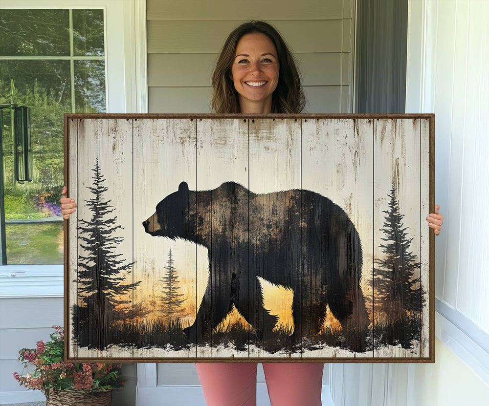 The Vintage Grizzly Bear Wall Art Canvas Print stands out with its captivating charm.