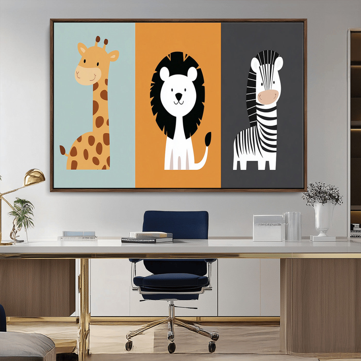 MGV-FC-36X24 - Boho Jungle Animal Nursery Wall Art Prints - Safari Decor in Earth Tones for Modern and Stylish