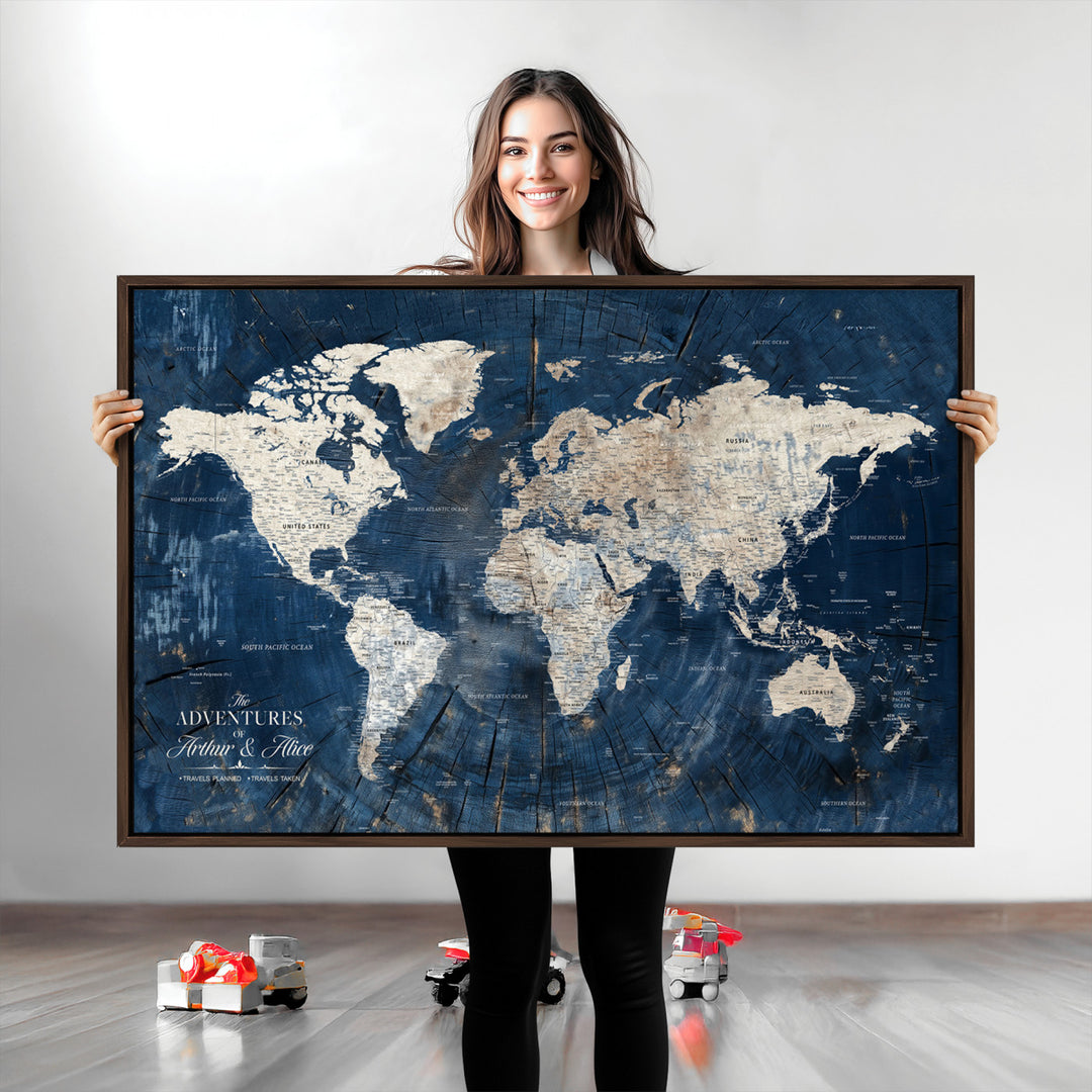 Personalized World Map Wall Art Print - Framed Custom World Map Canvas Print - Personalized World Map Wall Art, Customize Wall Art Map Print