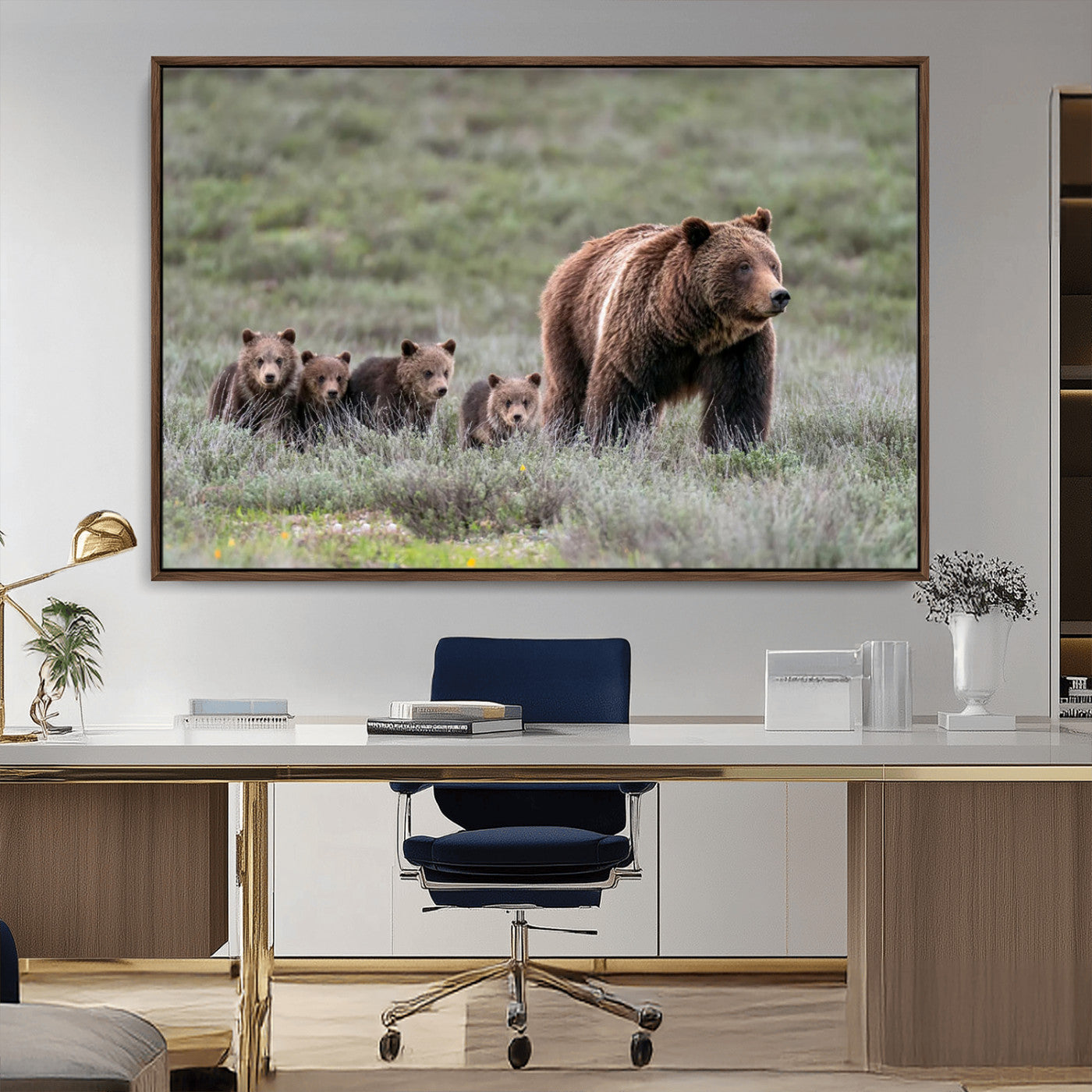 MGV-FC-36X24 - Wildlife Photography of 399 Grizzly Bear Cubs | Queen of the Tetons Canvas Wall Art Print