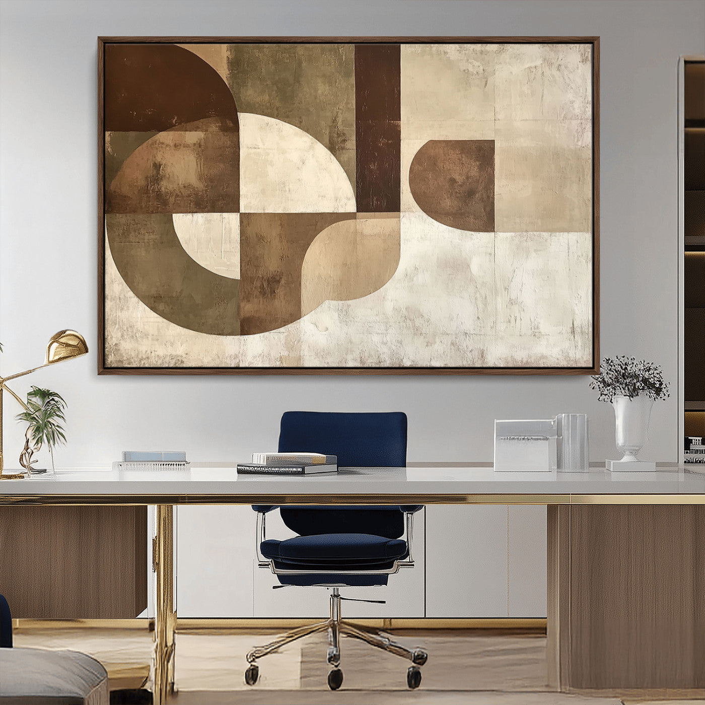 MGV-FC-36X24 - Wabi Sabi Geometric Wall Art | Abstract Modern Minimalist Canvas Print with Neutral Mid Century Art