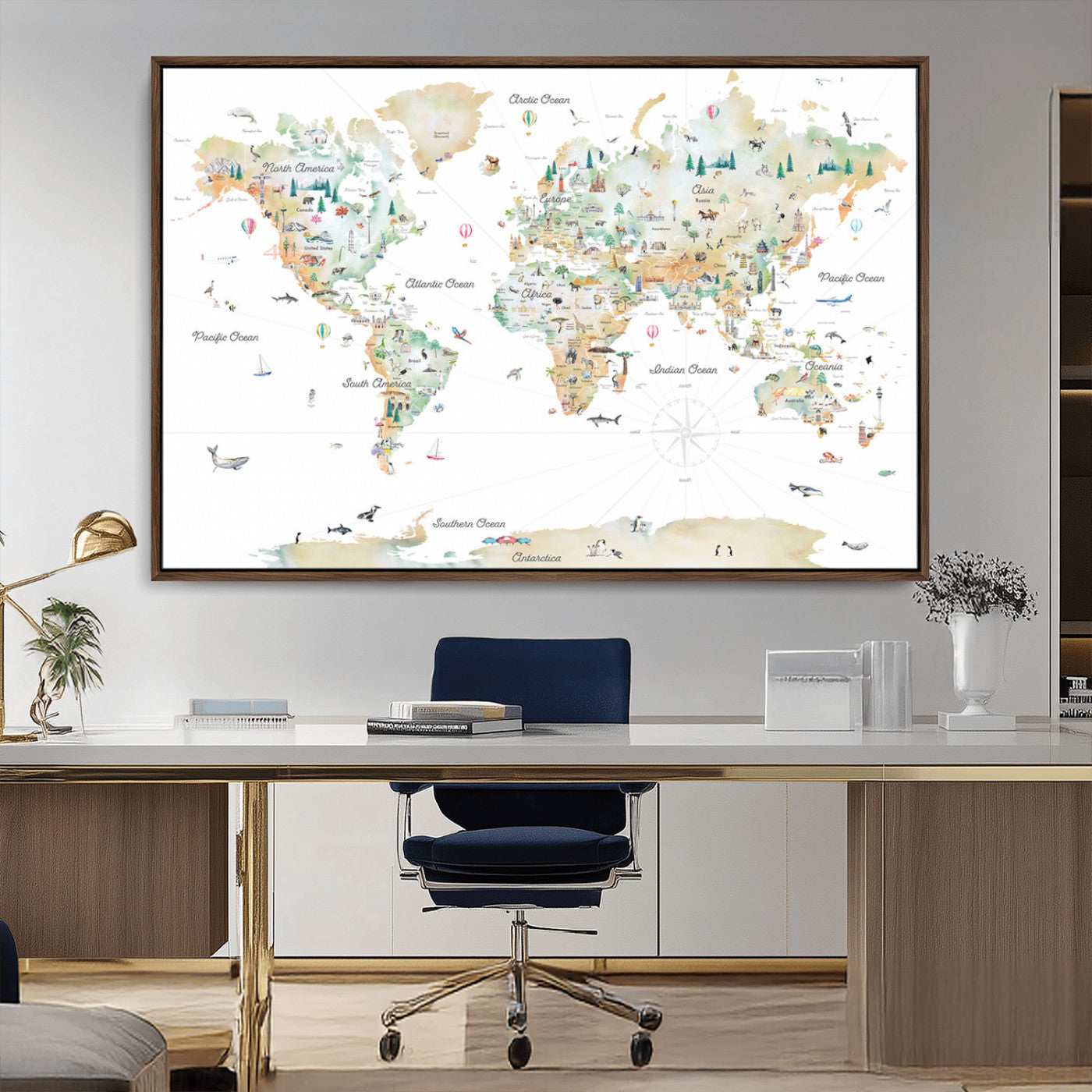 MGV-FC-36X24 - Push Pin World Map Canvas Print – Framed Wall Art for Couples to Track Their Travels – Anniversary