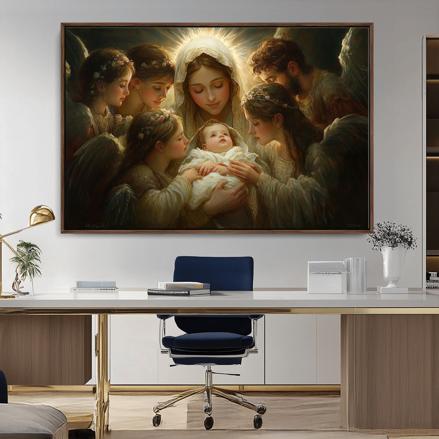 MGV-FC-36X24 - Mary Jesus Canvas Wall Art Print - Madonna and Child with Apostles Art Print - Classic Christian
