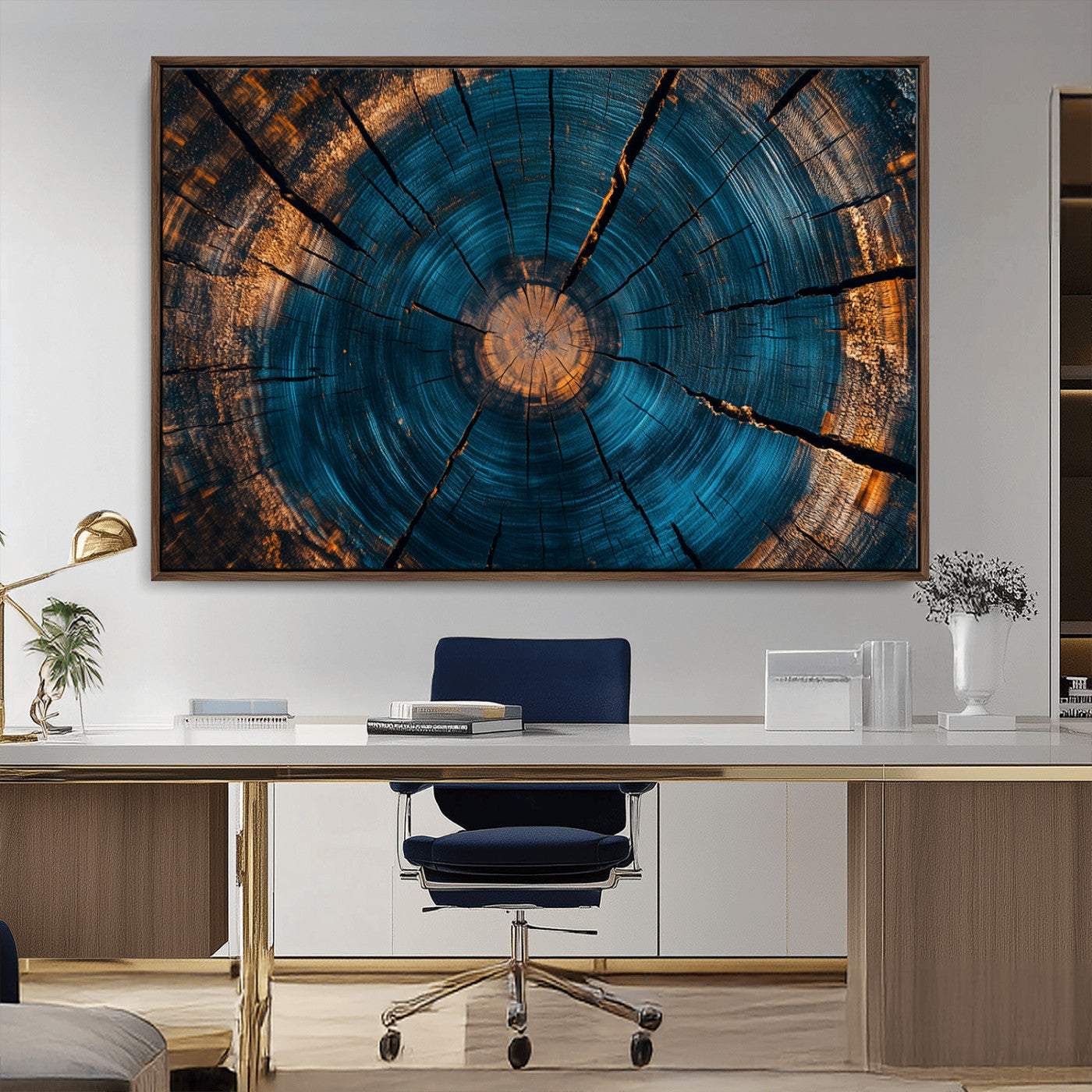 MGV-FC-36X24 - Abstract Tree Rings Wall Art Canvas Print - Wood Grain Rings Artwork Print - Nature Woodland Modern