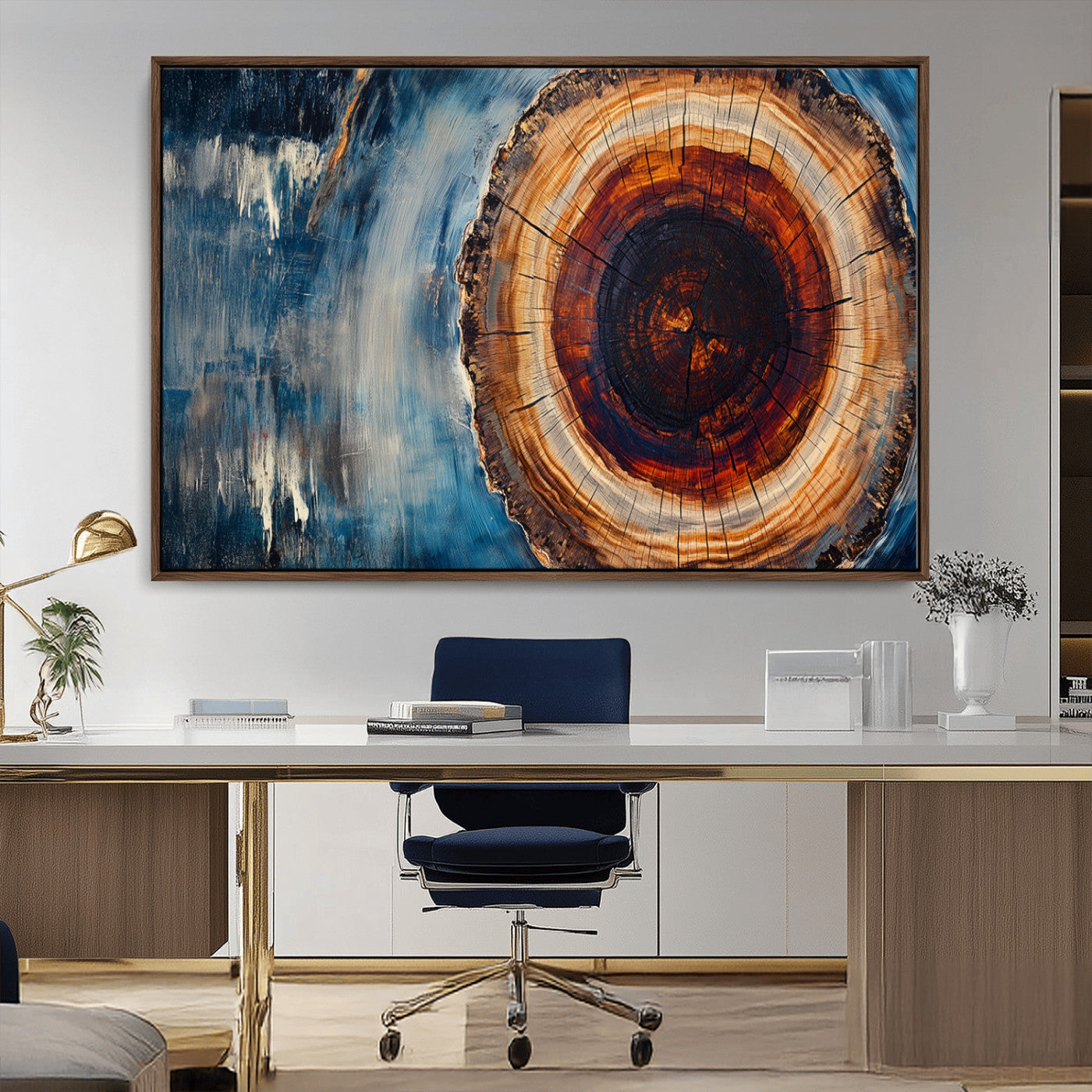 MGV-FC-36X24 - Abstract Tree Rings Wall Art Canvas Print - Wood Grain Rings Canvas Print - Nature Woodland Wall