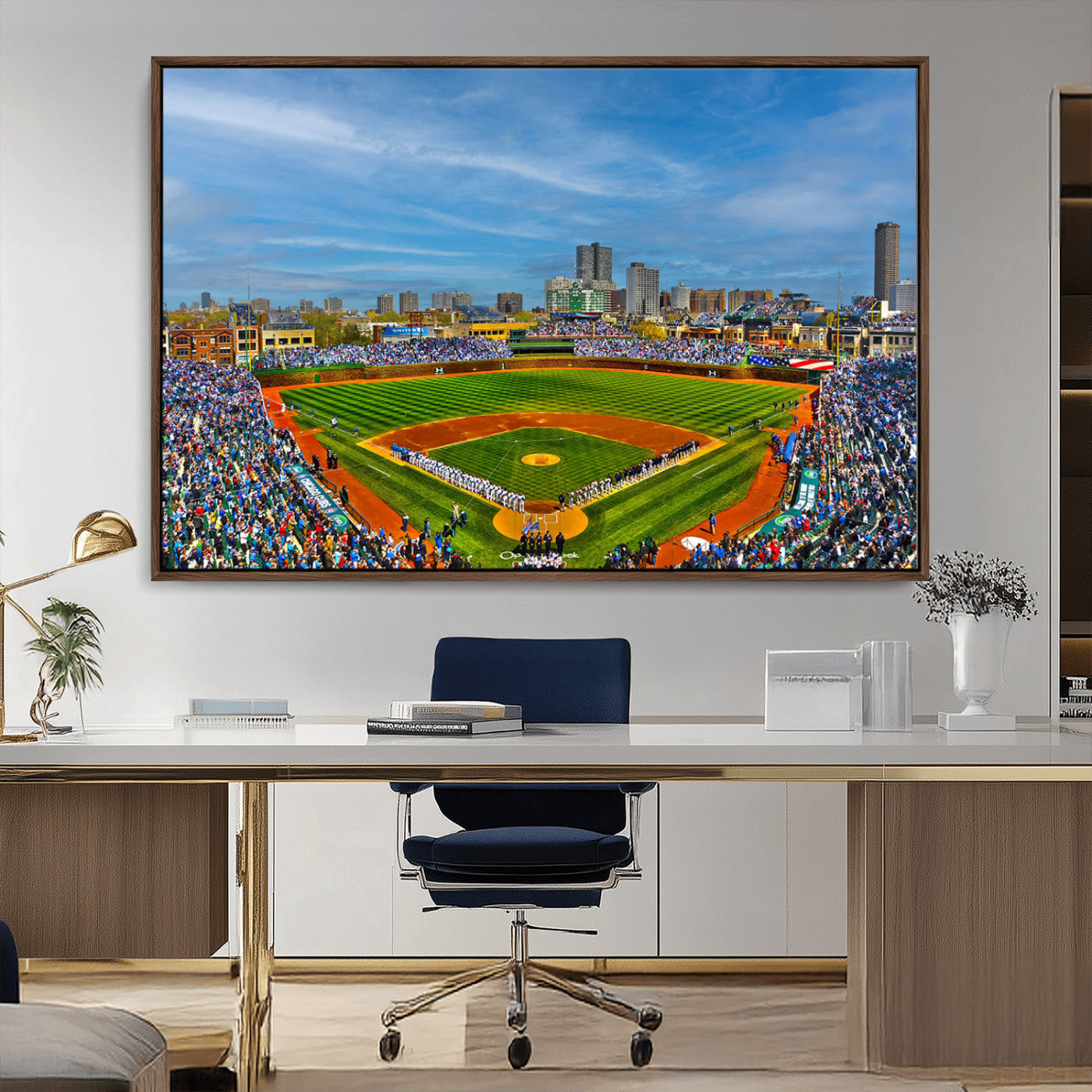 MGV-FC-36X24 - Wrigley Field Chicago Cubs Panoramic Multi Piece Canvas Wall Art - Iconic Baseball Stadium Canvas
