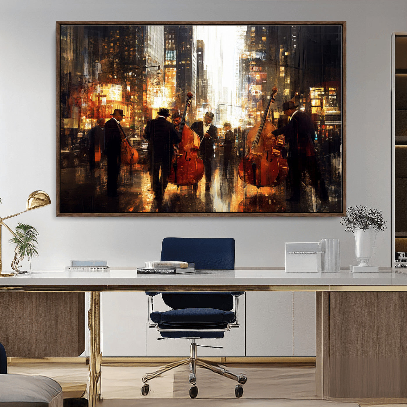 MGV-FC-36X24 - Abstract Jazz Art Wall Art Canvas Print - Framed Abstract Music Canvas - Colorful Instrument Poster