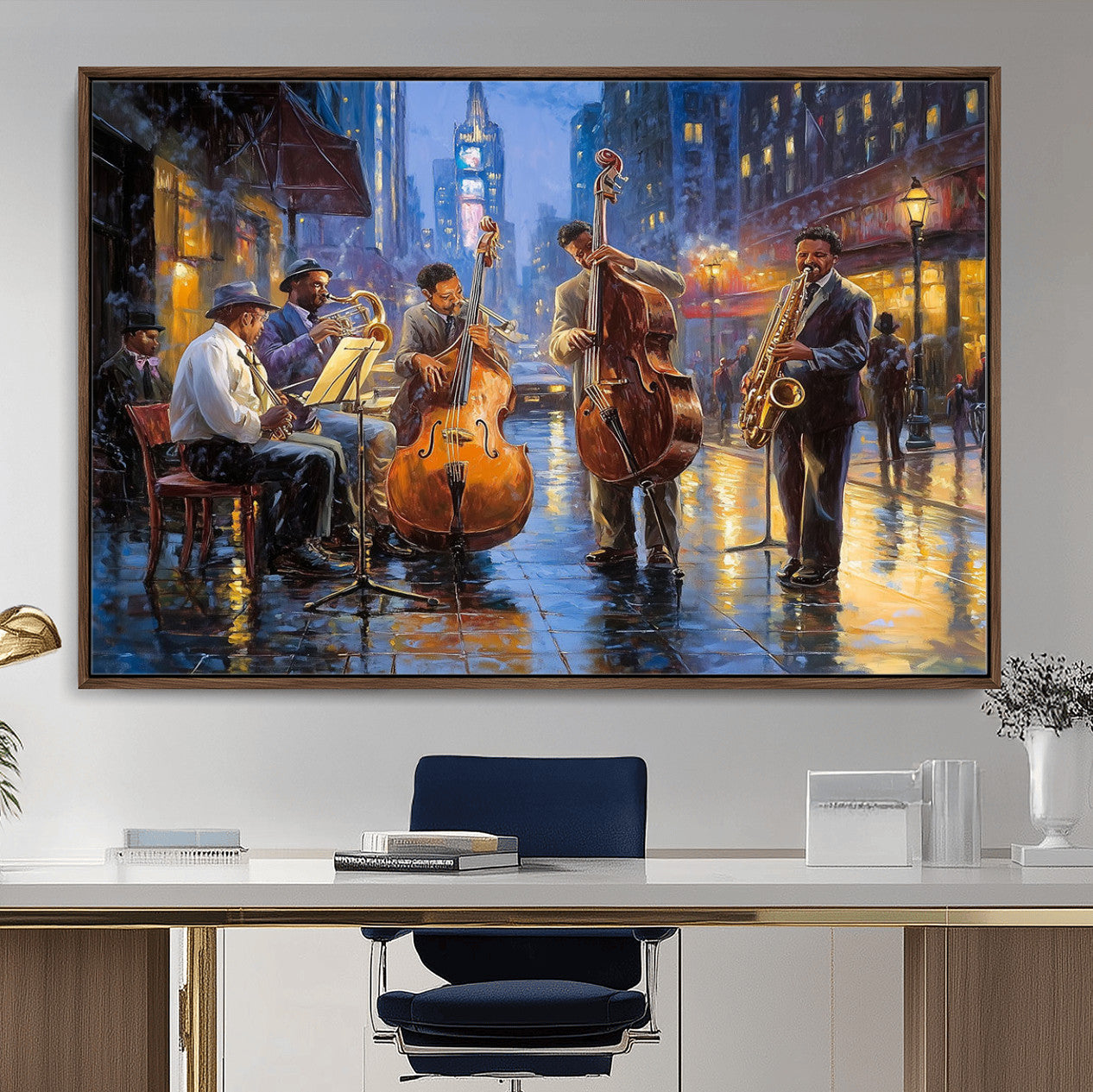 58694-MGV-FC-36X24 - Colorful Jazz Wall Art - African American Music Canvas Print - Framed Abstract Music Poster for Home