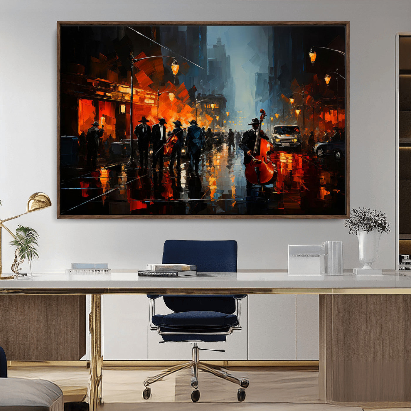 MGV-FC-36X24 - Winston Porter Jazz Wall Art - African American Music Canvas - Abstract Colorful Music Art - Framed