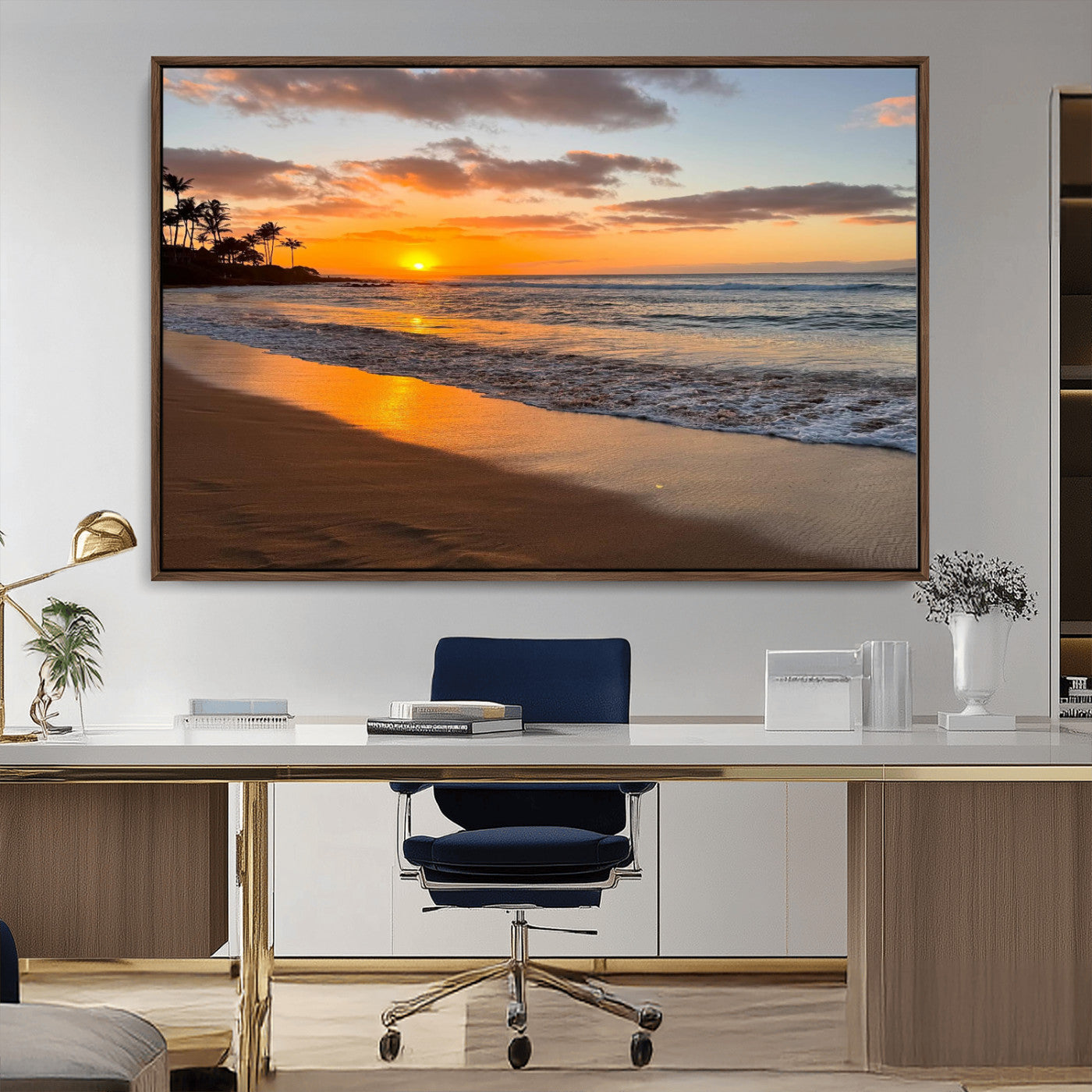 MGV-FC-36X24 - Sunset Wall Art Print - Stunning Beach Sunset Canvas Artwork for Elegant Home or Office Coastal