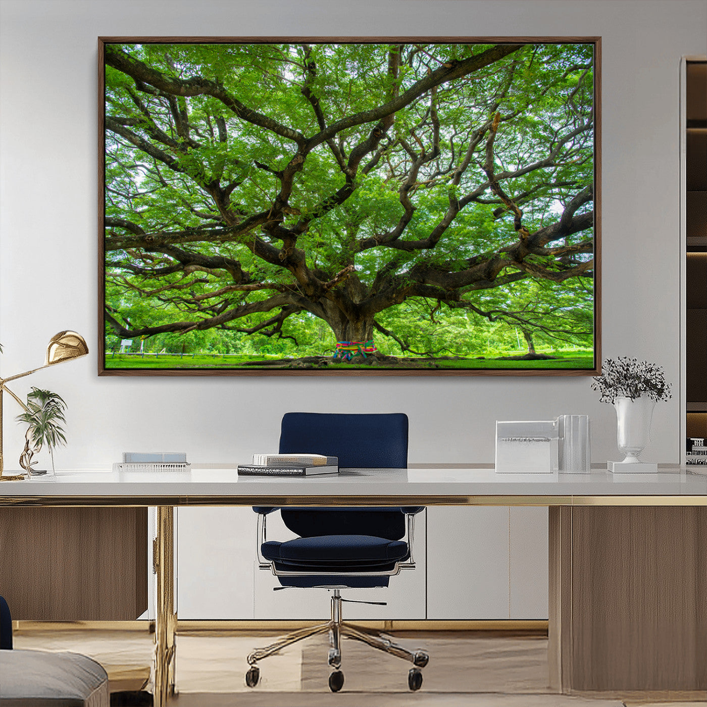 MGV-FC-36X24 - Oak Tree Wall Art Print, Forest Canvas Wall Art for Home and Office, Framed Angel Oak Tree Canvas
