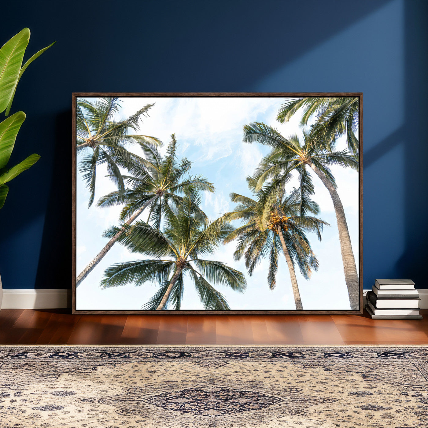 87247012-MGV-CV-36X24 - Tropical Palm Trees Wall Art – Sunlit Leaves & Blue Sky Canvas Print, Island Breeze and Vacation Vibes for Office or Home Decor