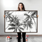 Edit-Images-Black and White Palm Tree Wall Art – Monochrome Tropical Canvas Print for Coastal or Minimalist Living Room Decor