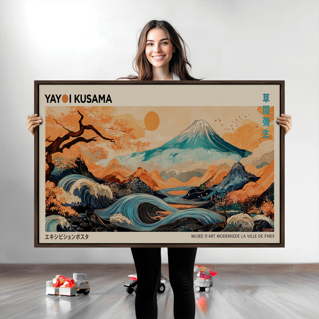 Modern Japanese Wall Art Print Yayoi Kusama Canvas Wall Art Abstract Mount Fuji Canvas Print Japanese Landscape Art Printing