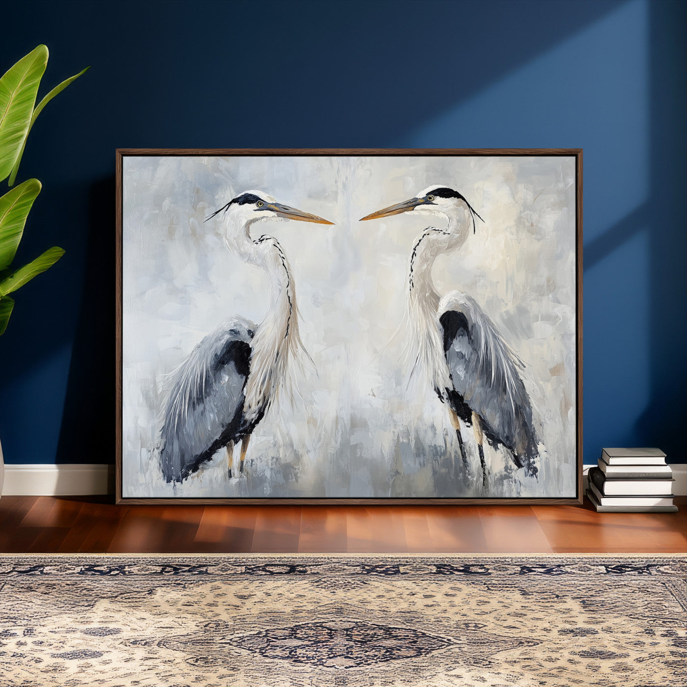 90806932-MGV-CV-36X24 - Heron Wall Art Wall Art Canvas Print, Framed Bird Canvas Decor Art Picture Print, Nature Inspired Perfect Coastal Minimalist Decor Artwork