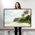 Relaxing Beach Wall Art Canvas Print, Framed Ocean View Art Picture Print, Coastal Serenity Perfect Tropical Coastal Decor Artwork