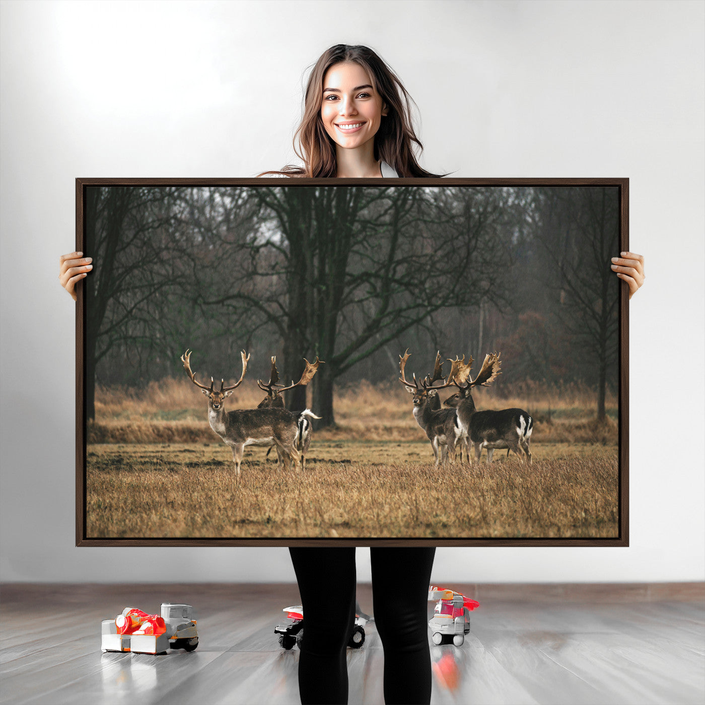 Deer Photography Wall Art Canvas Print, Framed Rustic Wildlife Art Picture, Rustic Deer Wall Art Print