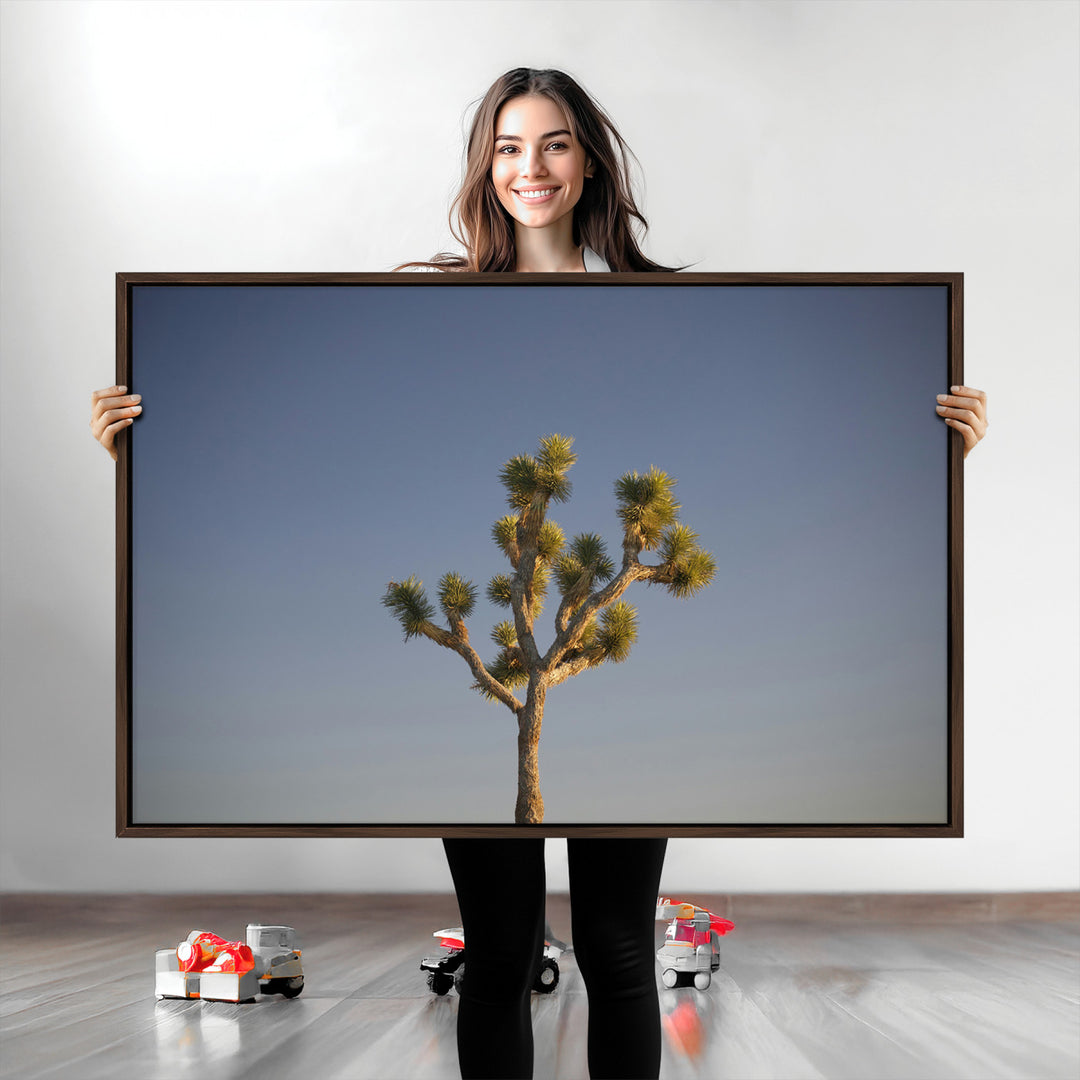 Joshua Tree Art Wall Art Canvas Print, Framed Desert Landscape Art Picture Print, Southwestern Nature Perfect Southwestern Boho Decor