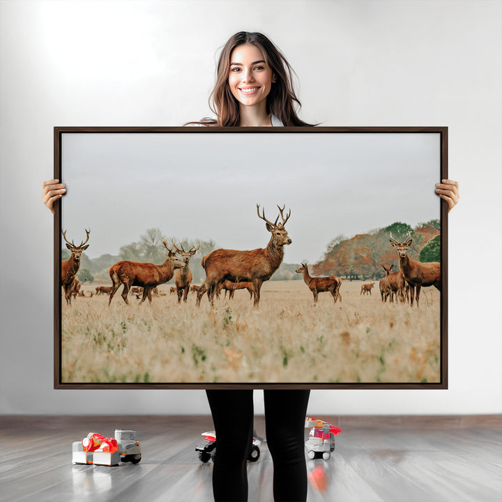 Rustic Deer Print Wall Art Canvas Print
