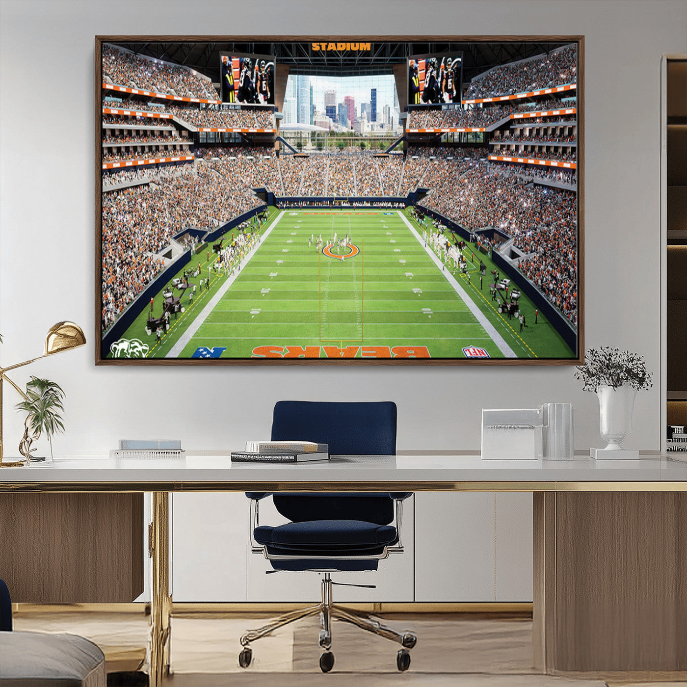 MGV-FC-36X24 - Chicago Bears Soldiers Field Wall Art Canvas Print – Framed Football Stadium Artwork for Sports