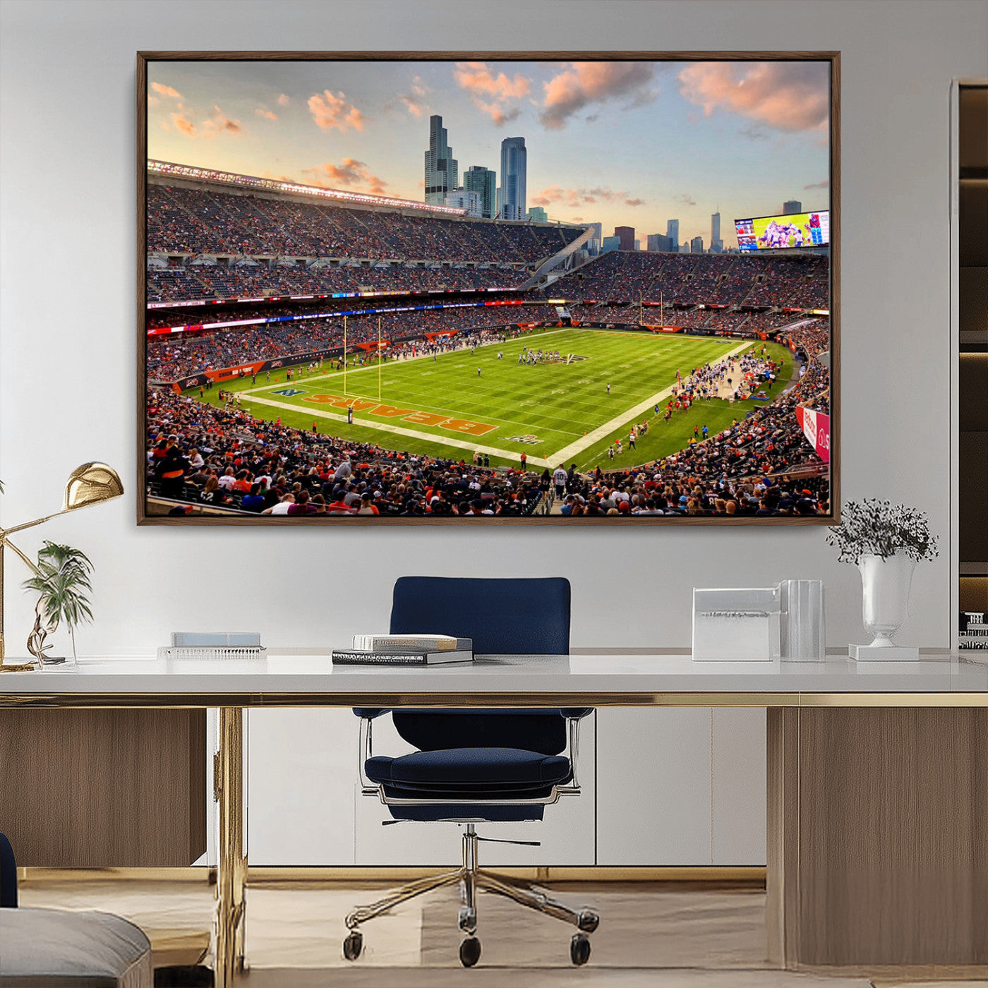MGV-FC-36X24 - Chicago Bears Soldiers Field Wall Art Canvas Print – Framed Football Stadium Artwork for Sports