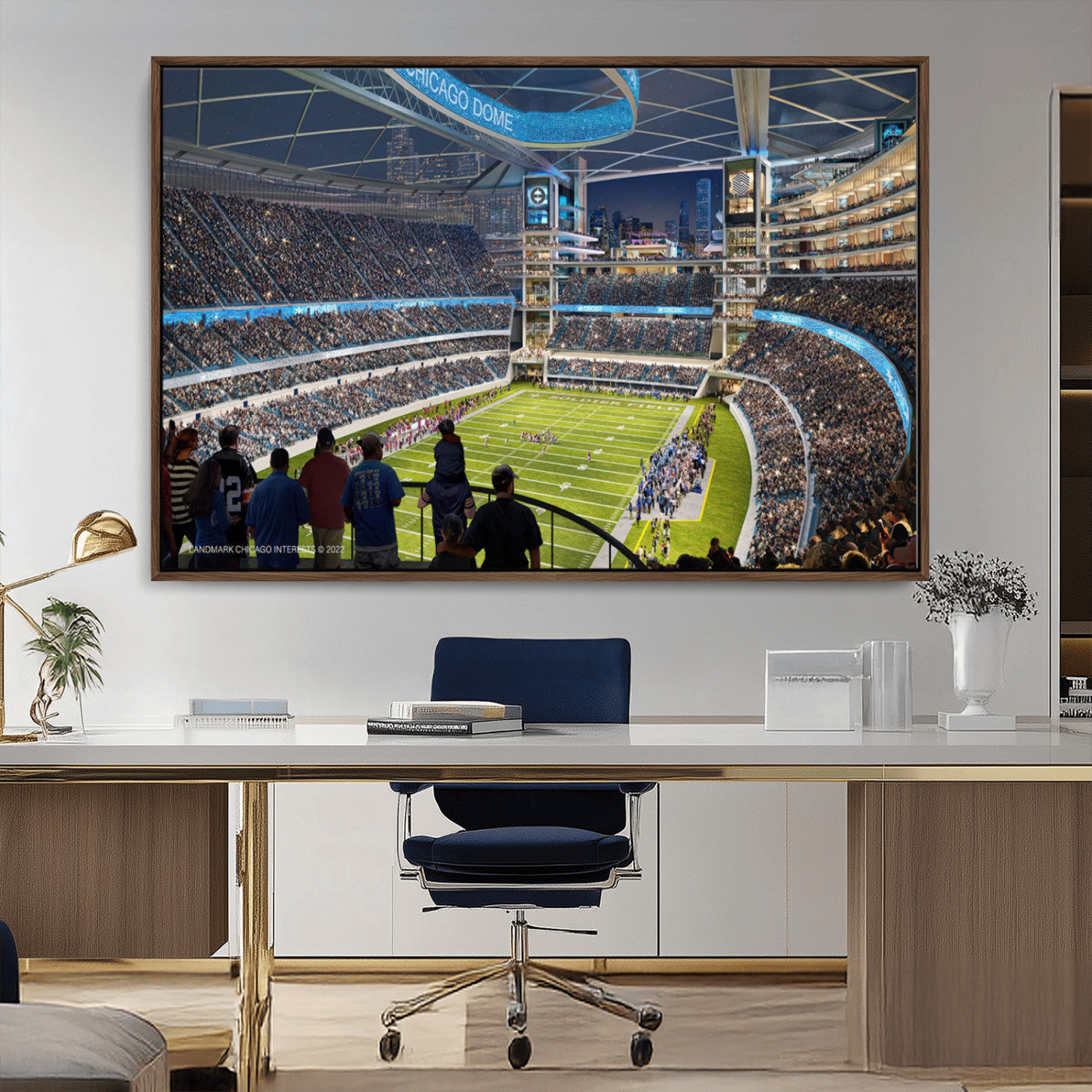 MGV-FC-36X24 - Chicago Bears Soldiers Field Wall Art Canvas Print – Framed Football Stadium Artwork for Sports