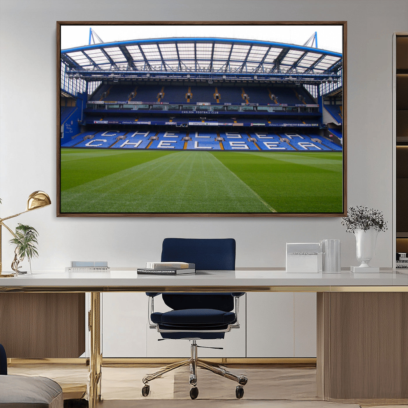 38616413CHELSA-MGV-CV-36X24-Stamford Bridge Chelsea Football Stadium Canvas Wall Art Print – Immersive Stadium Experience for Soccer Fans – Ready to Hang