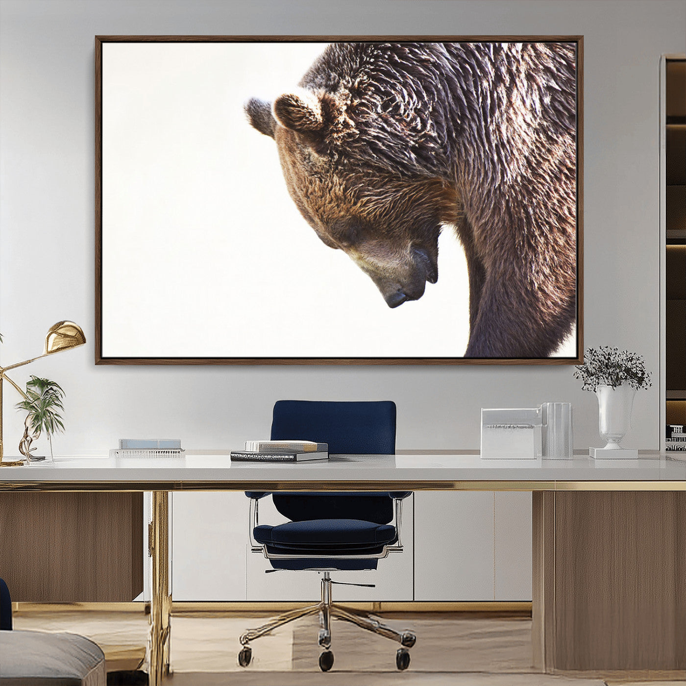 Majestic Bear Portrait - Capture the raw beauty of a bear in a detailed close-up, perfect for your Wall Art Canvas Print collection