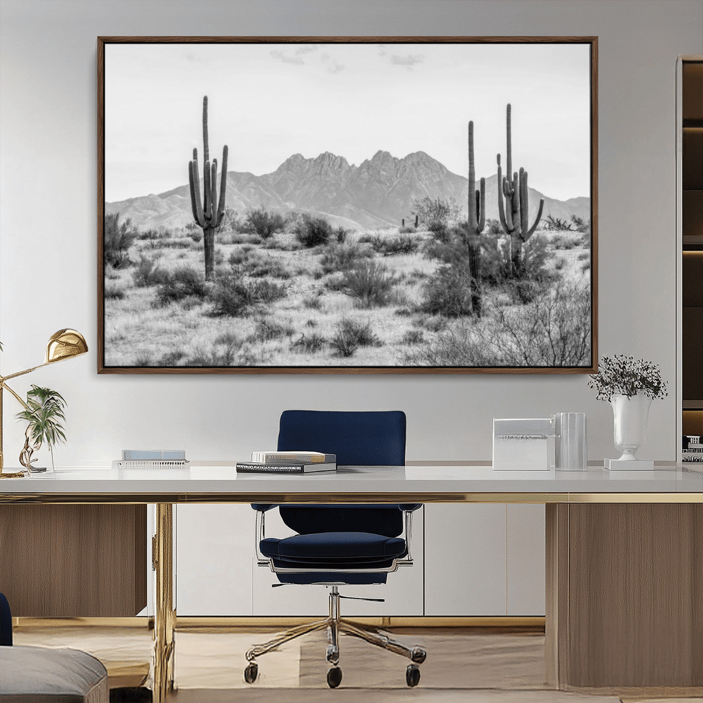 97436PHN-MGV-CV-36X24-Black White Arizona Desert Canvas Wall Art Cactus Farmhouse Wall Art