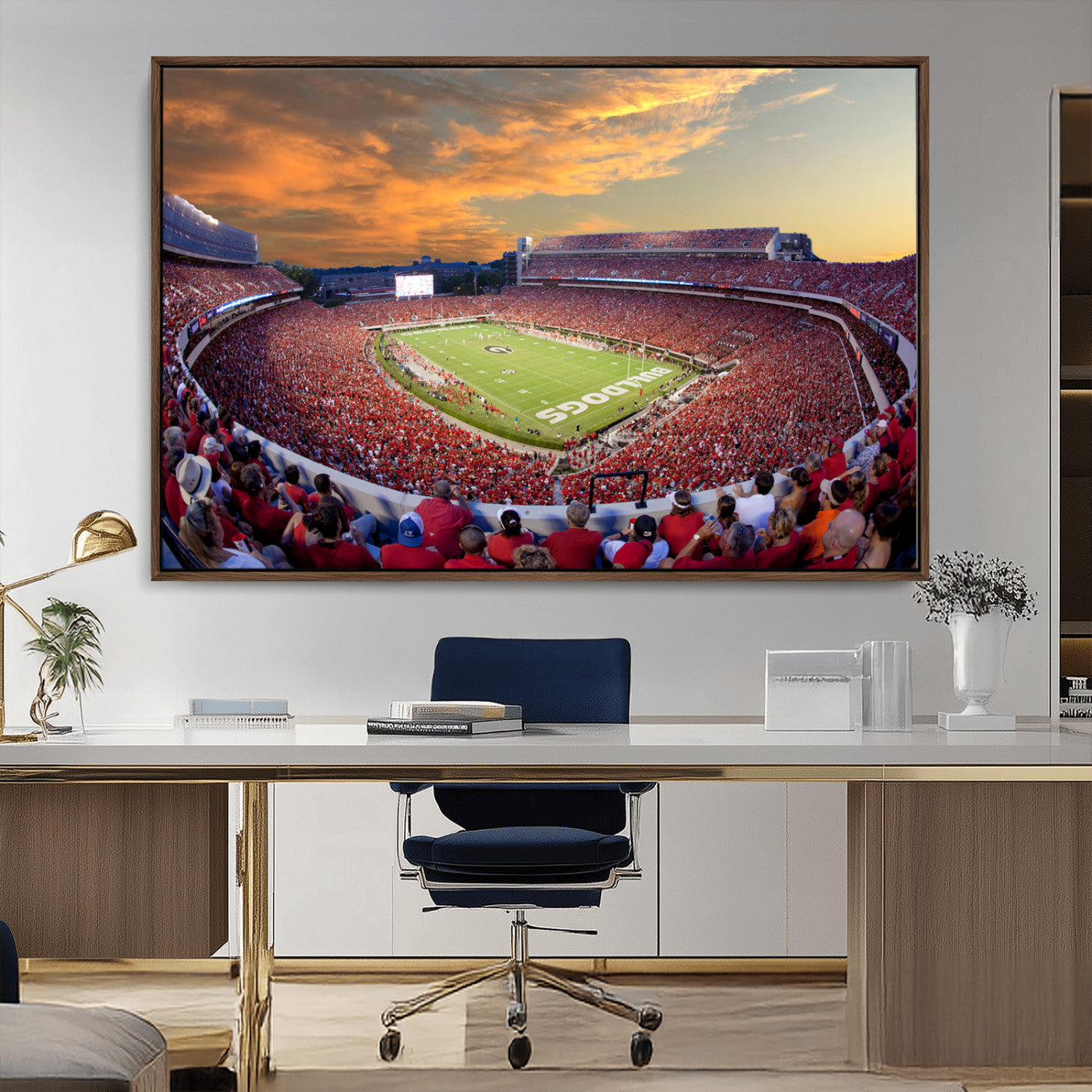 73680988-MGV-CV-36X24-Dooley Stadium Wall Art Print, Sports Arena Canvas Wall Art, Dooley Field at Sanford Stadium Canvas Print, Modern Athletic Field Art Printing