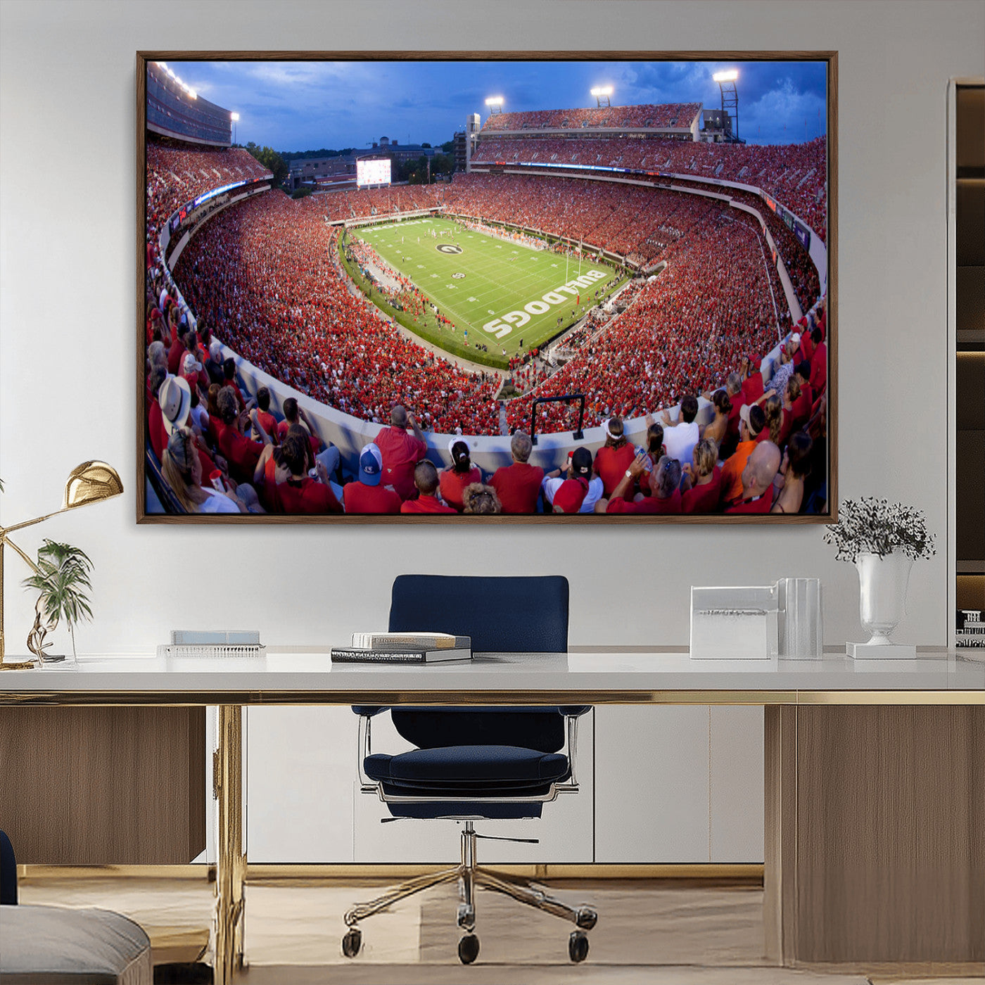 10244378-MGV-CV-36X24-Dooley Stadium Wall Art Print, Sports Arena Canvas Wall Art, Dooley Field at Sanford Stadium Canvas Print, Modern Athletic Field Art Printing
