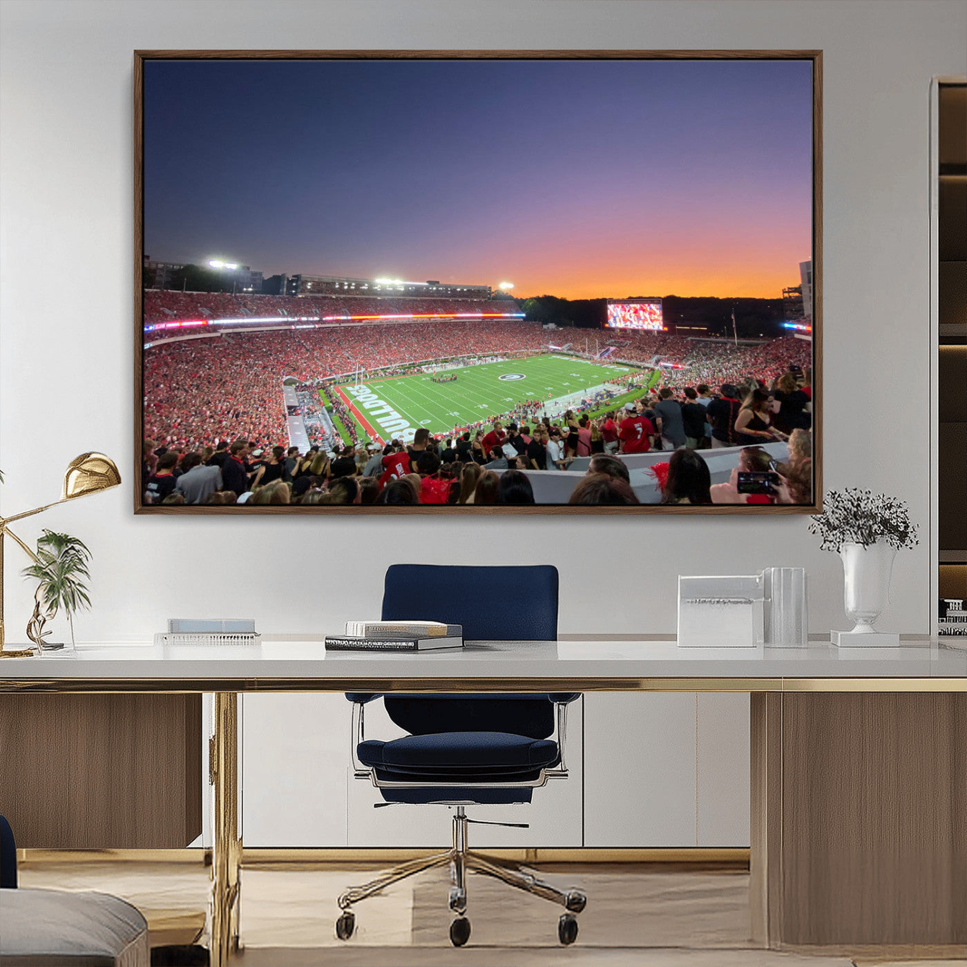 25139565-MGV-CV-36X24-Dooley Stadium Wall Art Print, Sports Arena Canvas Wall Art, Dooley Field at Sanford Stadium Canvas Print, Modern Athletic Field Art Printing