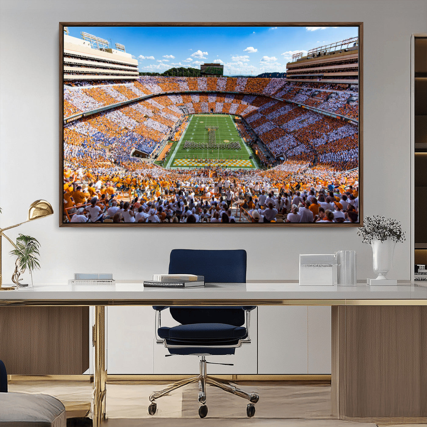 64238859-MGV-CV-36X24-Tennessee Neyland Stadium Wall Art Print, Sports Arena Canvas Wall Art, Panoramic Stadium Canvas Print, Modern Athletic Field Art Printing