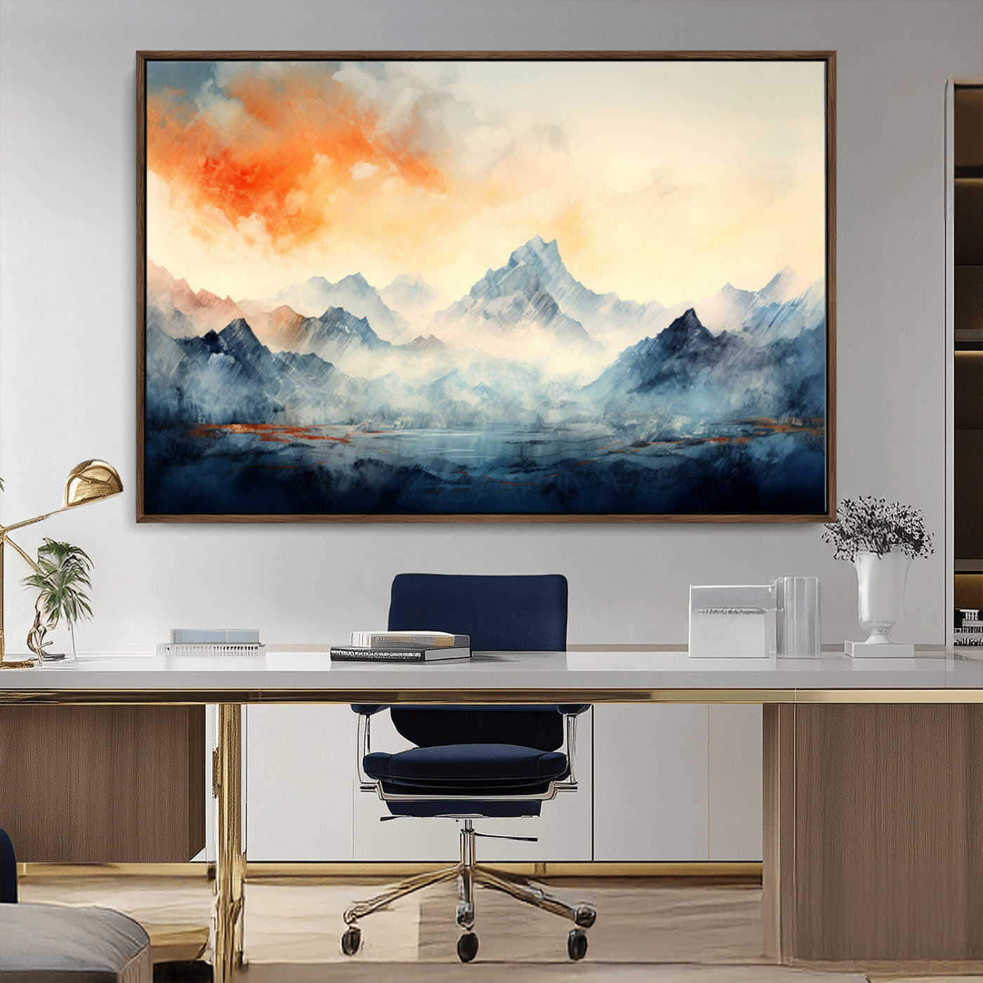 Warm Clouds Abstract Mountain Wall Art Canvas Print