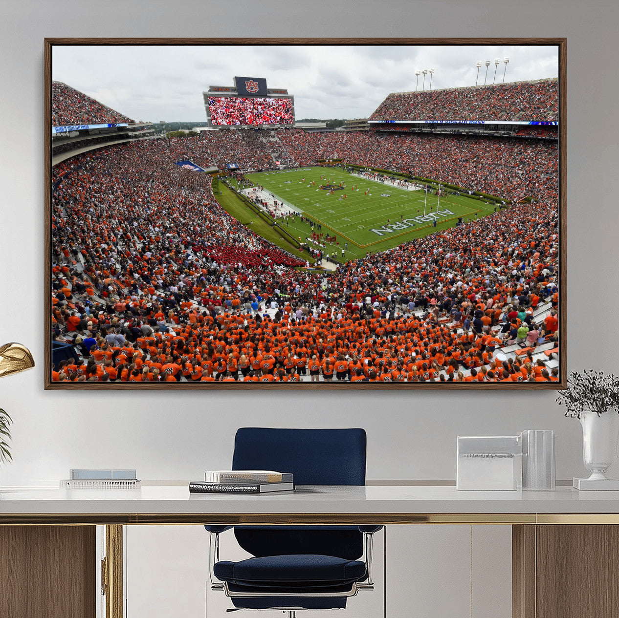 39597998-MGV-CV-36X24-Jordan-Hare Stadium Wall Art Canvas Print, College Sports Art for Man Cave or Game Room, Framed Alabama Football Decor