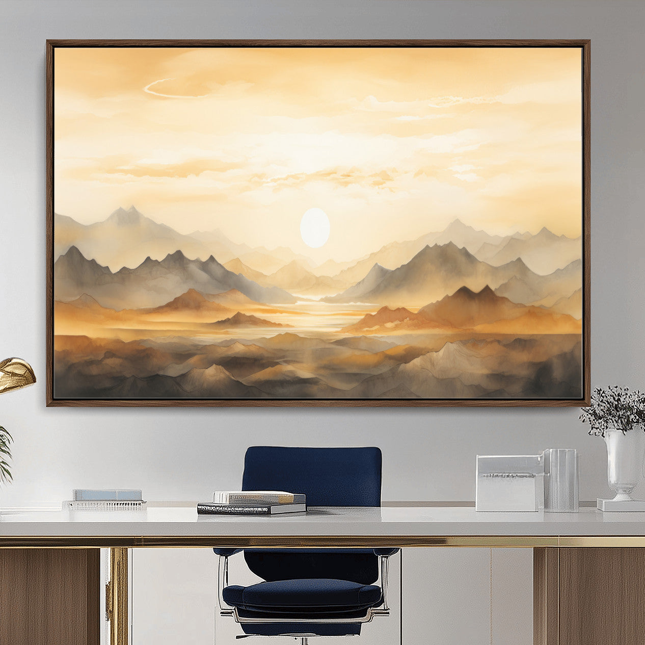 Nihat1-29-MGV-CV-36X24-Sepia Color Abstract Mountain Wall Art Canvas Print