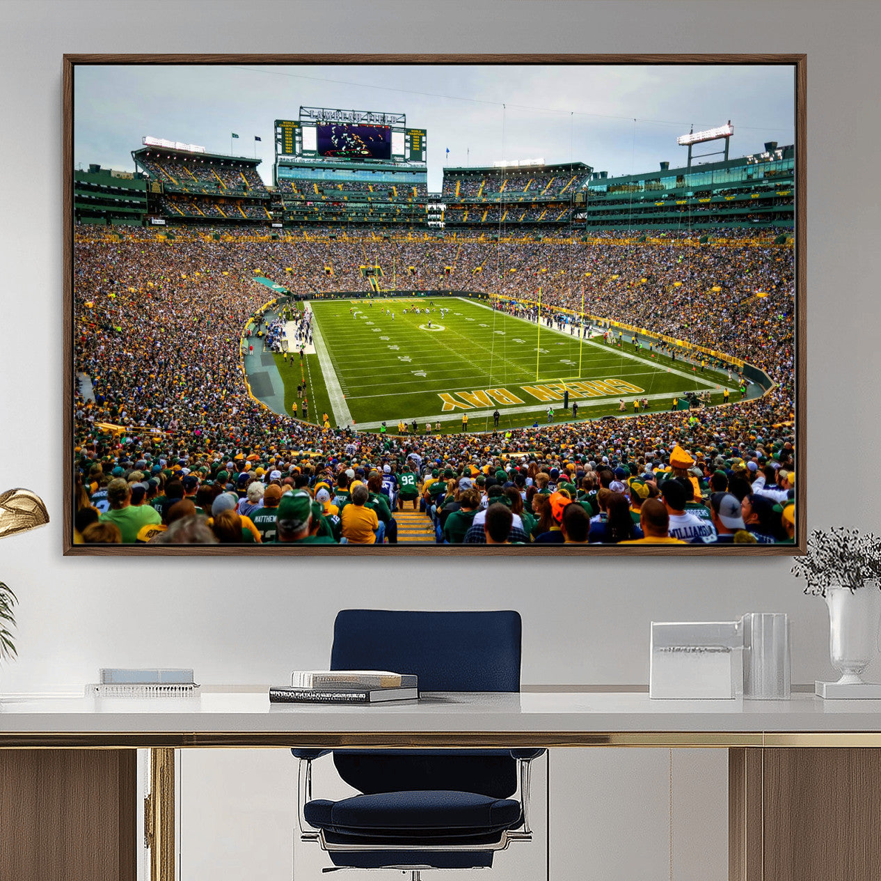 GBP101-MGV-FC-36X24 - Green Bay Packers Lambeau Field Stadium Wall Art Canvas Print, Iconic NFL Football Stadium Artwork, Wisconsin Sports Home Decor