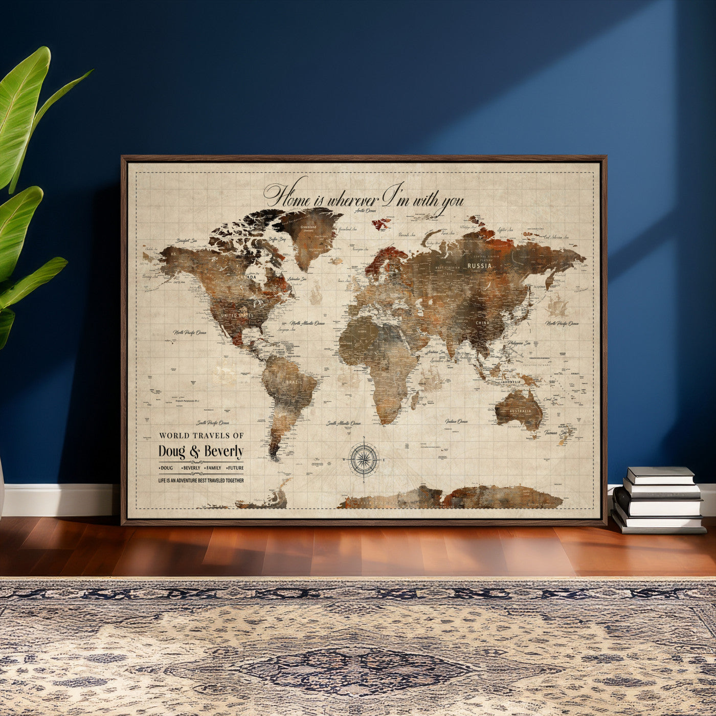 94399474-MGV-CV-36X24 - Custom Push Pin World Map Wall Art Canvas Print – Personalized Travel Tracker with Pins Framed Large for Home and Office Decor