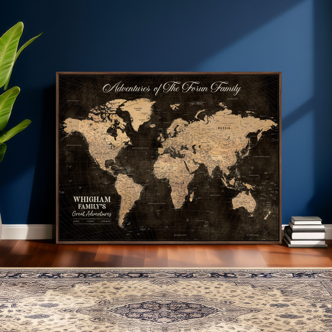68639184-MGV-CV-36X24 - Custom Push Pin World Map Wall Art Canvas Print – Personalized Travel Tracker with Pins Framed Large for Home and Office Decor
