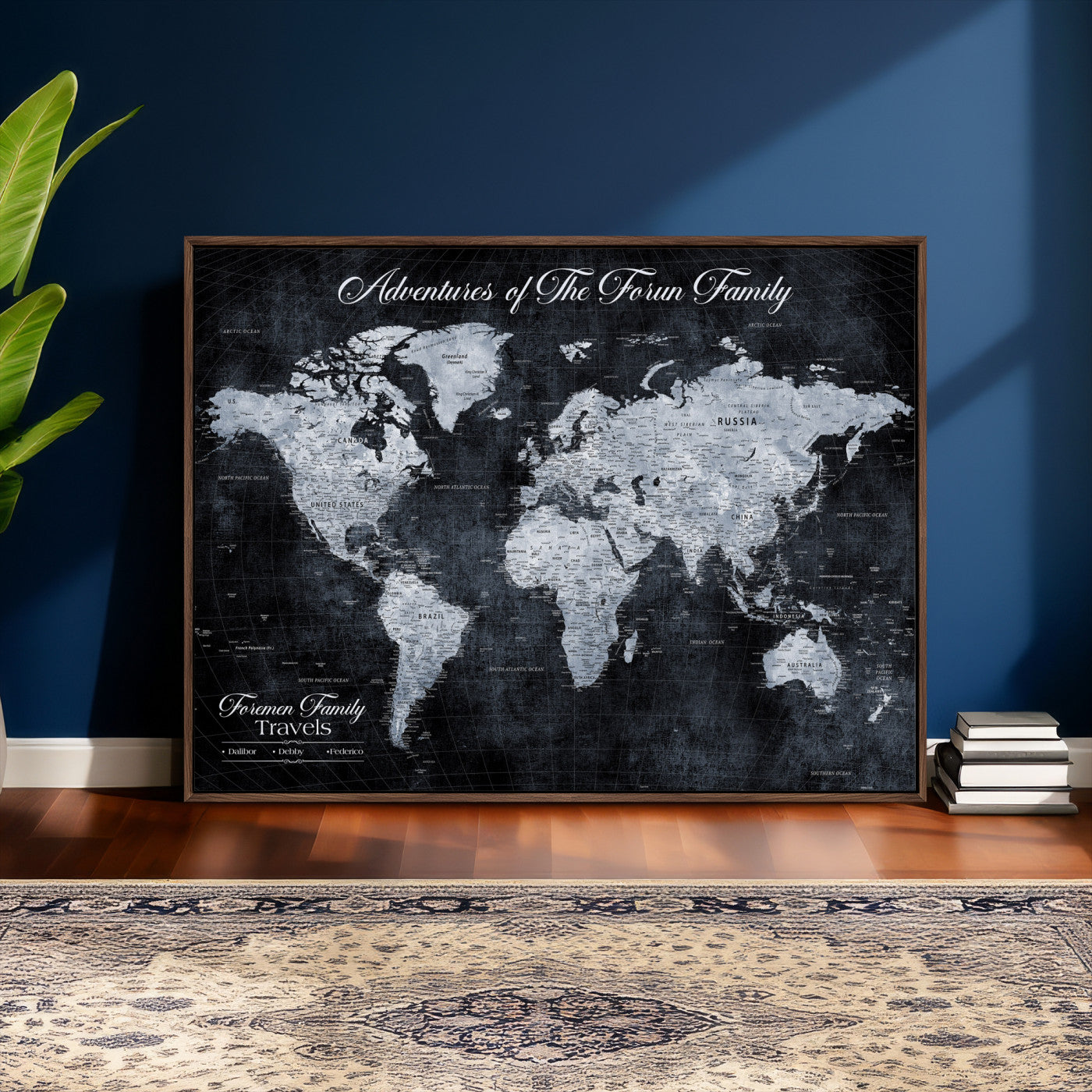 26826520-MGV-CV-36X24 - Custom Push Pin World Map Wall Art Canvas Print – Personalized Travel Tracker with Pins Framed Large for Home and Office Decor