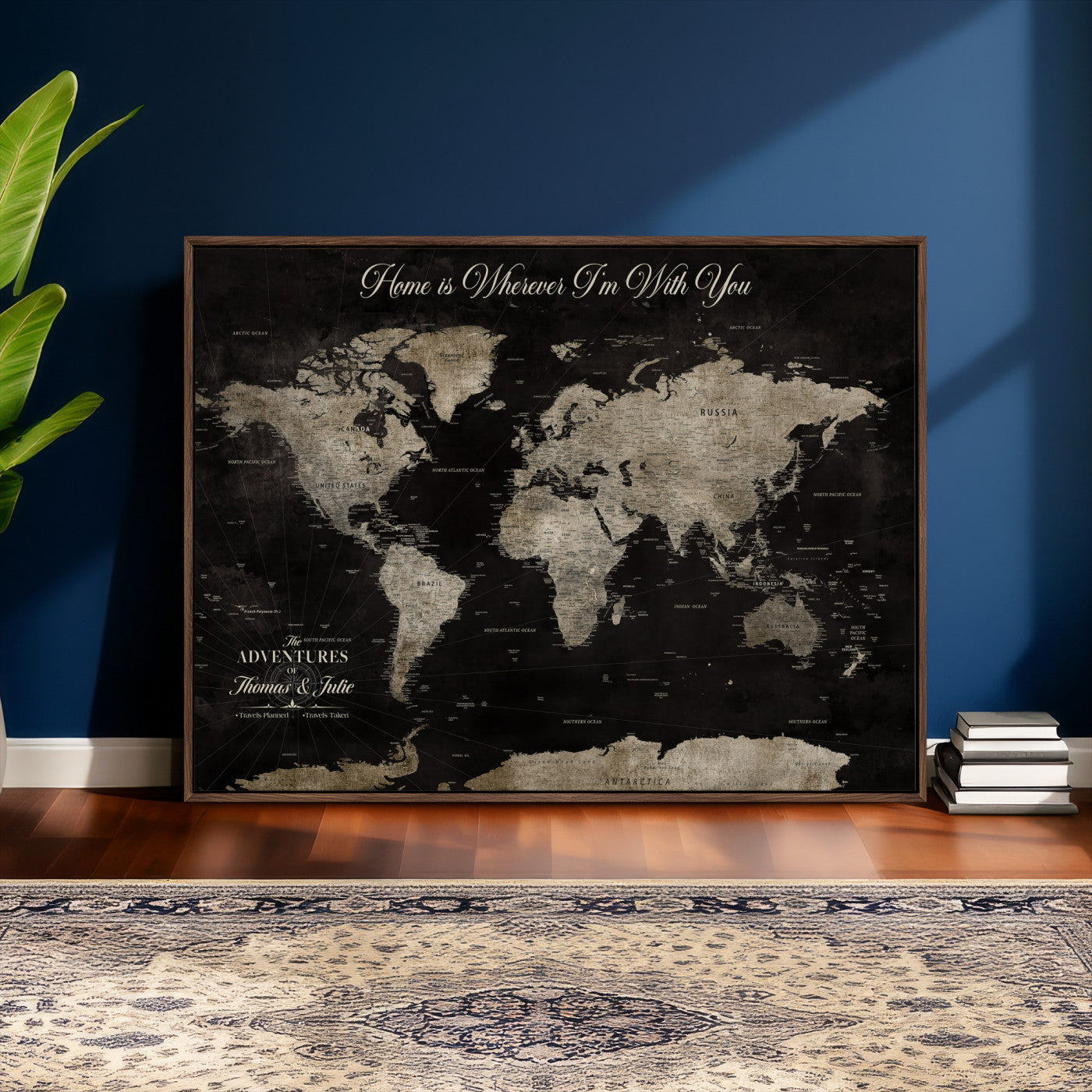28461537-MGV-CV-36X24 - Custom Push Pin World Map Wall Art Canvas Print – Personalized Travel Tracker with Pins Framed Large for Home and Office Decor