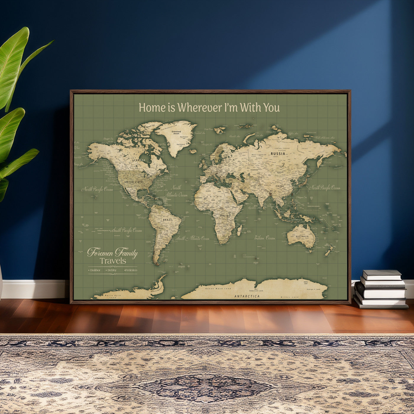 88521244-MGV-CV-36X24 - Custom Push Pin World Map Wall Art Canvas Print – Personalized Travel Tracker with Pins Framed Large for Home and Office Decor